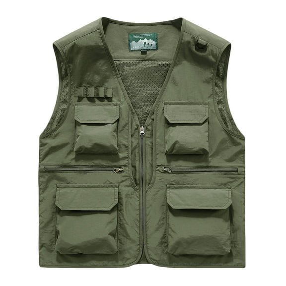AnuYalue Mens Big and Tall Cargo Vest Lightweight Safari Travel Photo Vests Outdoor Hiking Waistcoat With Multi Pockets