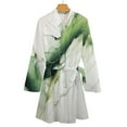 thumbnail image 4 of Sage Green Ink Night Robe Long Sleeve V Neck Robe With Belt Women's Sleepwear Dresses, 4 of 9