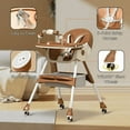 thumbnail image 6 of YYuan 4-in-1 Adjustable Height Baby HighChair for Toddlers(6-24 months), Foldable High Chair with Wheels,5-Point Safety Harness, Brown, 6 of 6