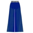 thumbnail image 4 of TiaoBug Kids Girls High Waisted Sequins Side Slit Chiffon Wide Leg Pants Belly Dance Performance Bottoms Blue 16, 4 of 7