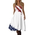 thumbnail image 2 of HAJWOH Women 4th of July Dresses 50s 60s Vintage Sleeveless Star and Stripe Print Cocktail Swing Dress Retro Patchwork Midi Evening Dress White M, 2 of 4