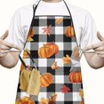 thumbnail image 2 of Fall Pumpkins and Leaves Buffalo Plaid Apron-Garden Aprons for Women with Pockets-Cotton Linen Waterproof Kitchen Cooking Gardening Aprons Adjustable for Kitchen,Cooking,BBQ and Salon 33"x27", 2 of 7