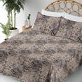 thumbnail image 3 of Ambesonne Tropical Fitted & Flat Sheet with Shams 4 Pcs Set, Exotic Foliage Monochrome, King, Pale Grey and Caramel, 3 of 5
