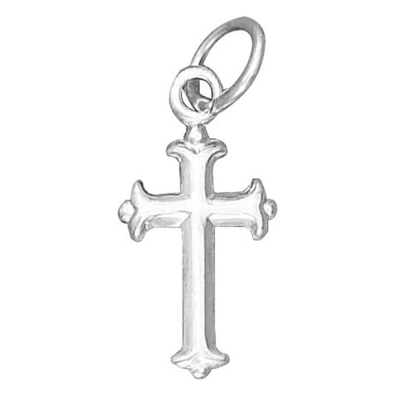 Sterling Silver 16" .8mm Box Chain MINI Christian Cross Pendant Necklace Branched Ends