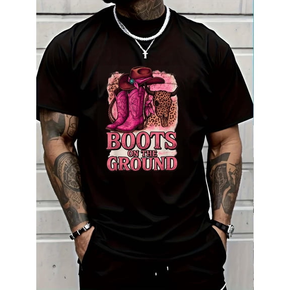 100% Cotton Boots On The Ground Boot Cowboy Western Cowgirl Men Women T-Shirt Graphic T-shirts for men and women