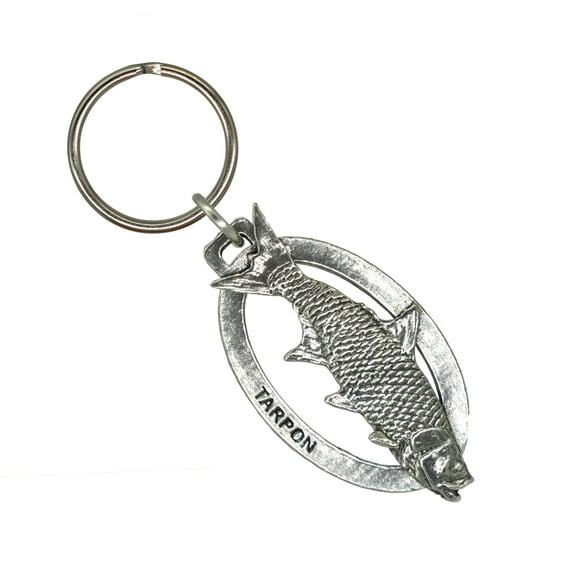 Tarpon Keychain, Saltwater Fish, S041KC, Key Fob, Key Ring, Keys, Zipper Pull, Luggage Tag, Pewter, Backpack, Over 300 Keychains Designs, Handmade in the USA