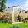 thumbnail image 2 of Greenhouse for Outdoors, Polycarbonate Greenhouse with Roof Vent, Sliding Lockable Door, Aluminum Large Walk-in Greenhouse for Outside Garden Backyard, Patio, Lawn,  (6X8FT), 2 of 7