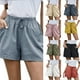 thumbnail image 5 of Pantalones cortos qucoqpe para mujer, informales, con cordón, cintura elástica, de algodón y bolsillos, 5 of 5