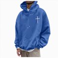 thumbnail image 3 of YIWULA Men's Zip-Up Hoodies Solid Hip-Hop Y2K Oversize Wash Old Craft Basic Hoodies Heavyweight Casual Fit Sweatshirt(XXXL,Blue), 3 of 8