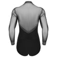 thumbnail image 2 of YUUMIN Men Glitter Latin Tango Dance Leotard Bodysuit Sheer Mesh Ballroom Dancewear Black XXL, 2 of 6
