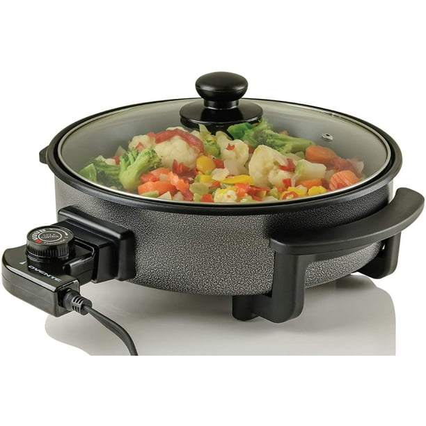 Ovente 12 Inch Electric Kitchen Skillet with Nonstick Aluminum Coated