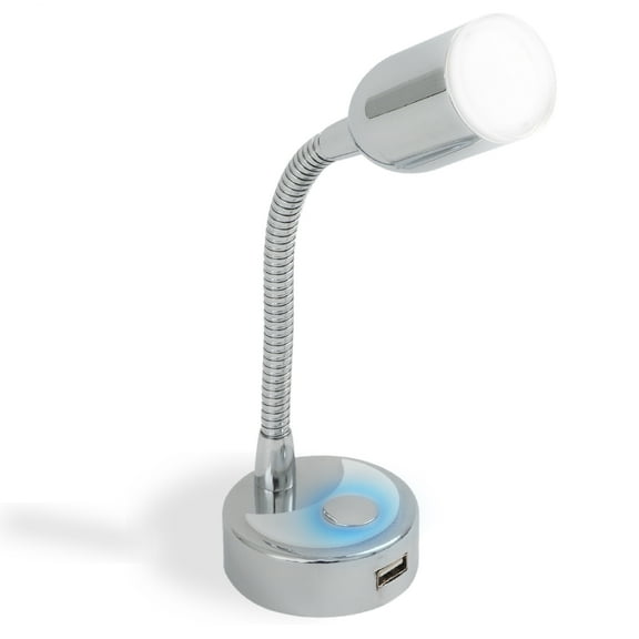Five Oceans RV LED Reading Light with Charging USB Port, RV Interior Lights, Flexible LED Light Fixtures, Touch On-Off Switch with LED Indicator, 12V, Warm White LED, for RV, Boat, Camper - FO4599