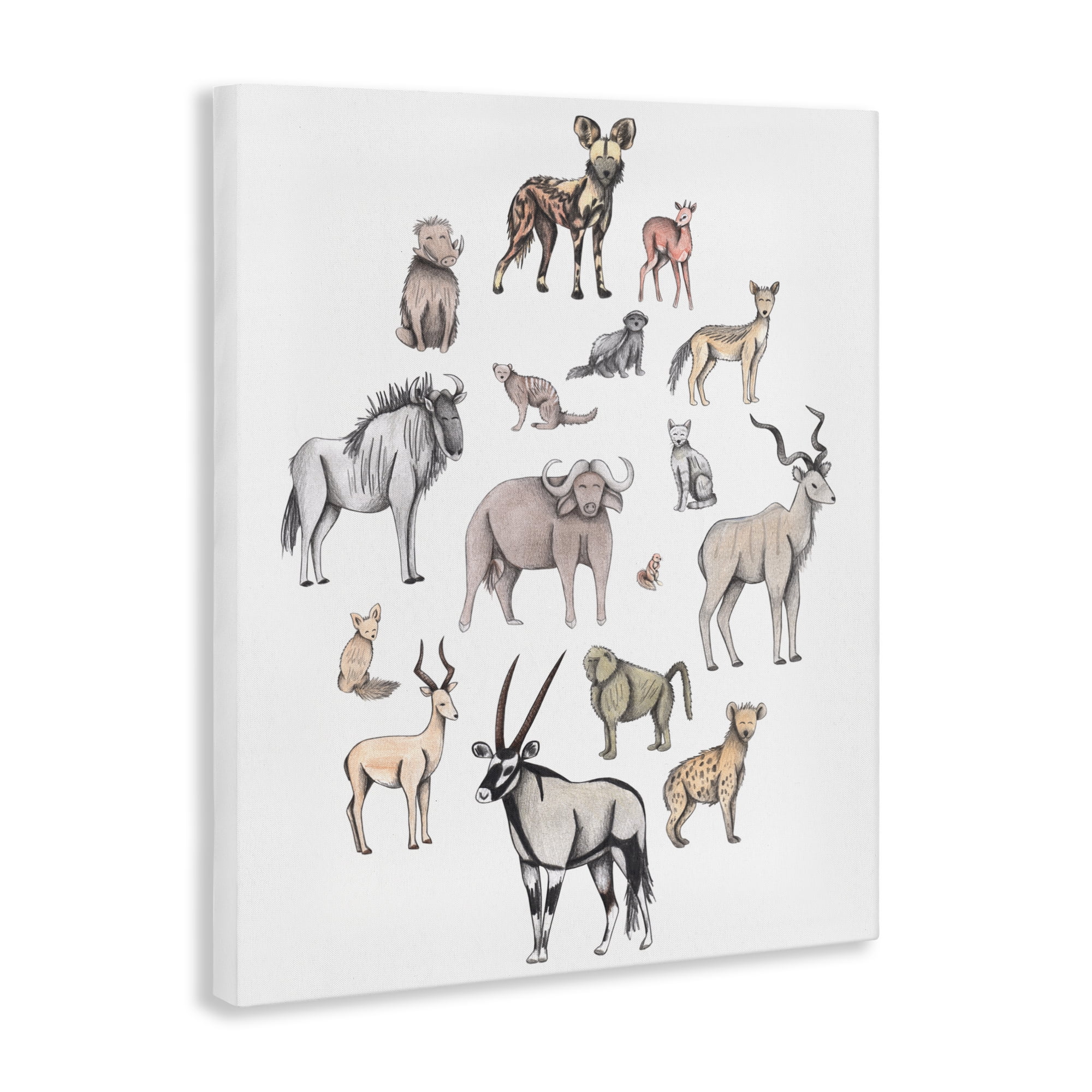 Simple Africa Animals Canvas Wall Art, design by Cecilia Battaini