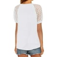 thumbnail image 2 of MOSHU V-Neck Blouses for Women Lace Short Sleeve Shirts Casual Women Tops, 2 of 9