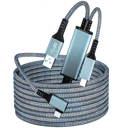 Link Cable 16FT for Meta/Oculus Quest 3S/3/2, 16FT Charging Cable Link, Connects Quest 3s and PC, 3 in 1 USB C Charging While Playing All Day, Providing Sufficient Power for VR Headsets