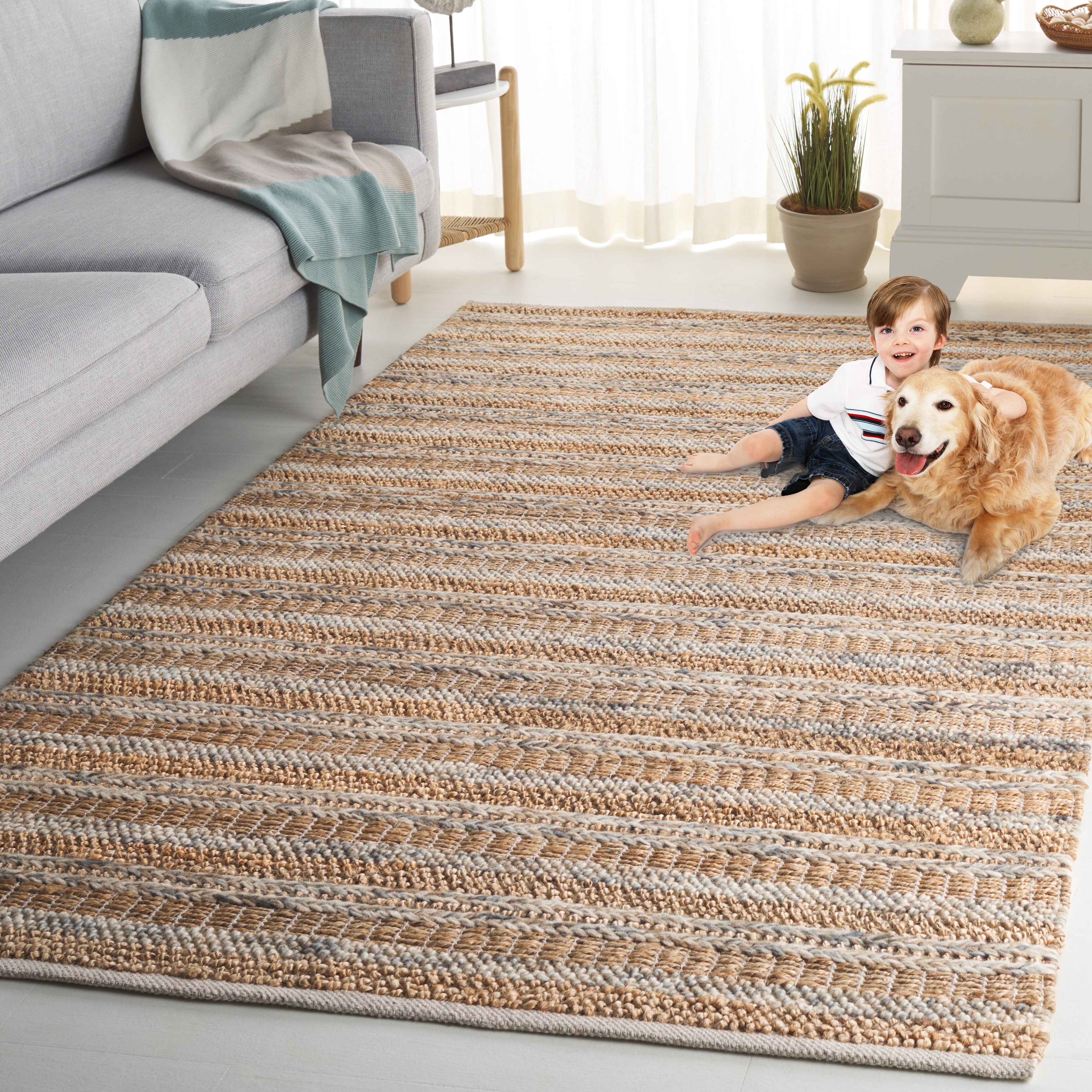 SAFAVIEH Natura Alecia Striped Area Rug, Natural/Brown, 5' x 8'