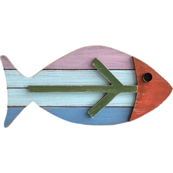 Jiibva Ornament Wall Decoration Vintage Coastal Ocean Fish Wall Art Wooden Fish Wall Hanging Decor for Bedroom Indoor Outdoor Office, 40 cmx22 cm