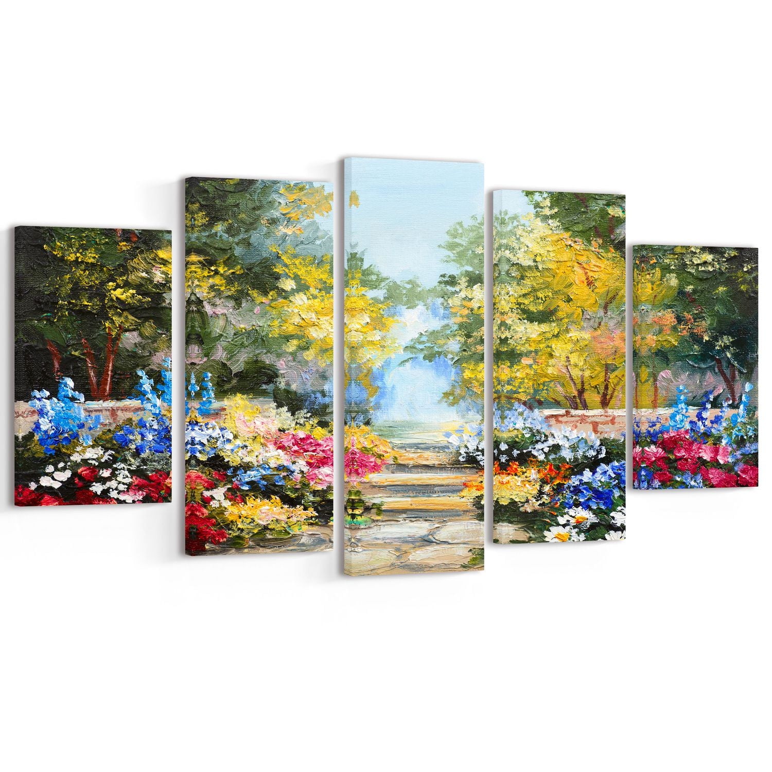 Design Art Summer Forest with Flowers Multipanel Landscape Large Metal Wall Art