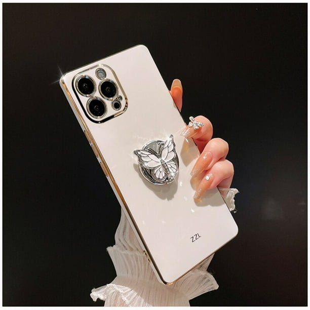 Fundas de teléfono con soporte de mariposa para mujer, cubierta suave de protección de cámara para Samsung S23 Plus, S22 Ultra, S21, S20 Fe, A52, A32, A72, A50 qiuyongming unisex