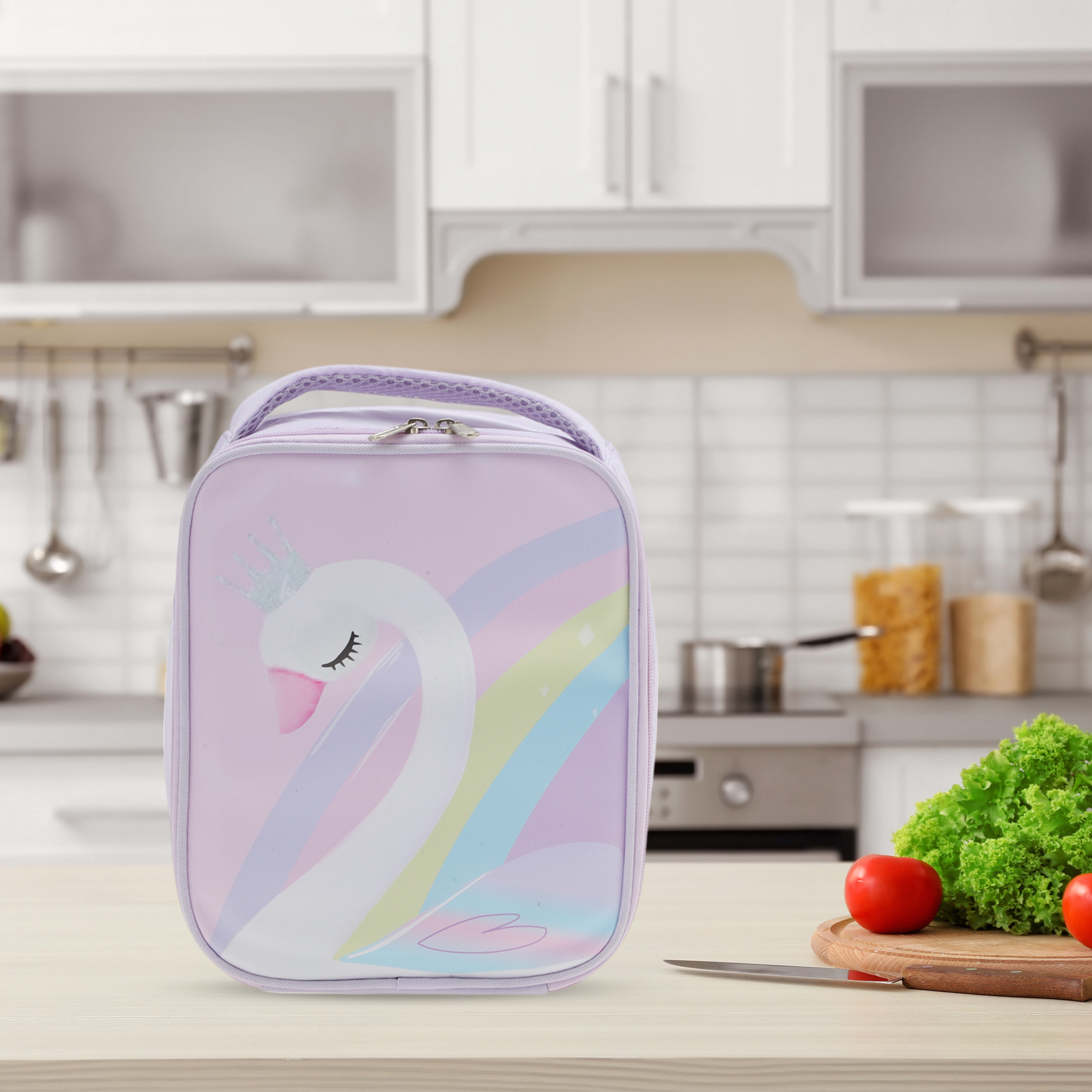 Unique Bargains Cartoon Lunch Bag 1 Pc Pinkish Purple [Swan]