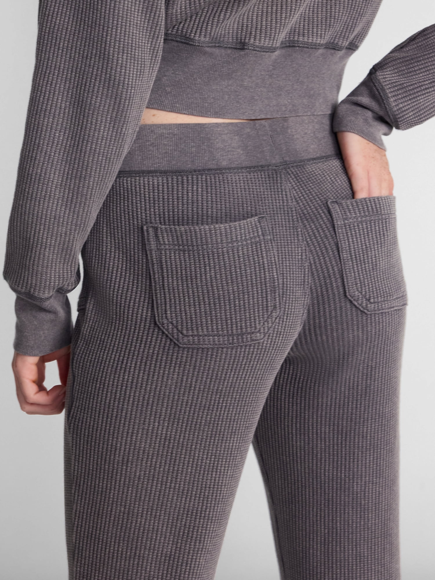 No Boundaries Waffle Knit Flare Pants, 31.5'' Inseam, Women's XXS-XXL