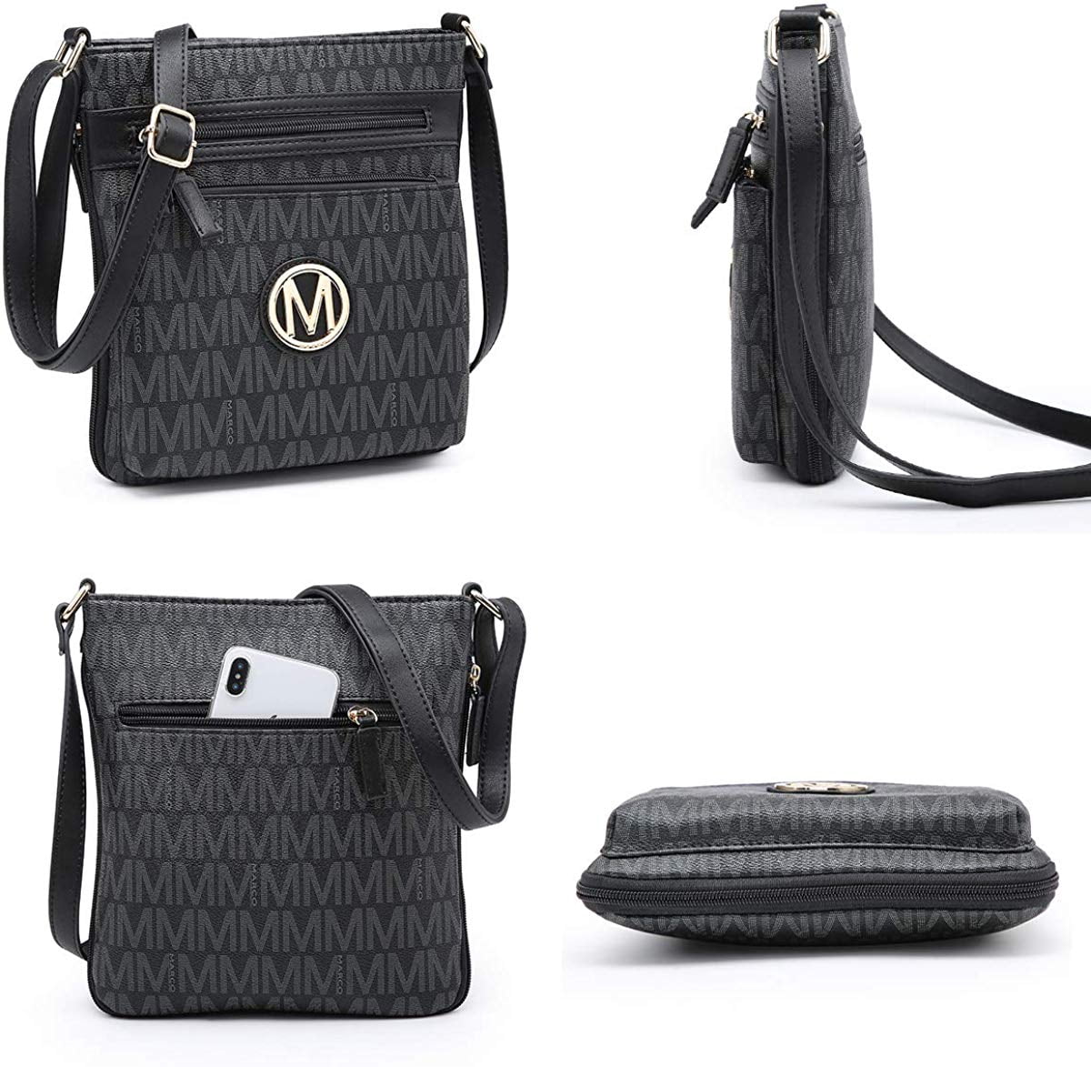 M MARCO Crossbody Purses for Women Multi Pockets Large Crossbody Bags Signature Crossover Shoulder Hobo Bags Monogram