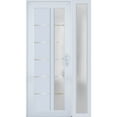 thumbnail image 3 of Front Exterior Prehung FiberGlass Door Frosted Glass / Manux 8088 White Silk / Side Exterior Window / -W30+16" x H80"-Left-hand Inswing, 3 of 6