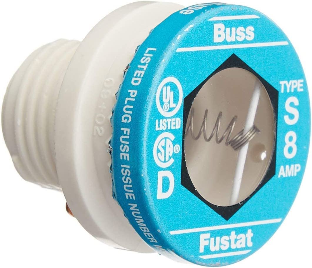 Bussman BP/S-8 Amp Dual Element Time-Delay Rejection Base Plug Fuse 