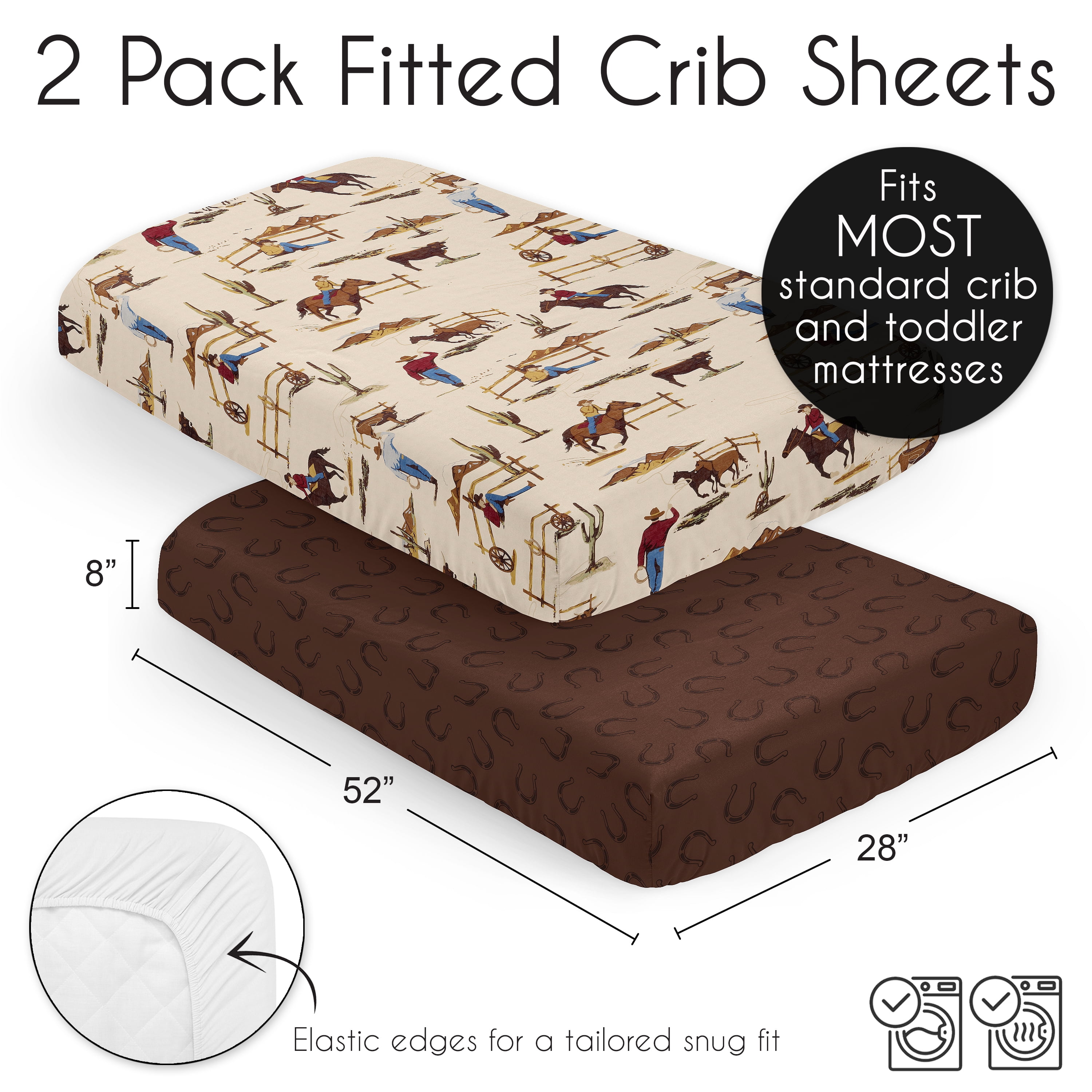 Sweet Jojo Designs Wild West Cowboy Multicolor Fitted Crib Sheets 2 Piece Set