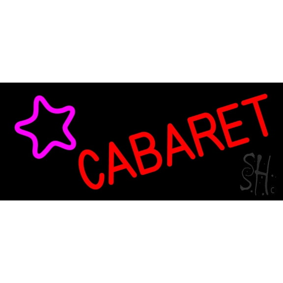 Cabaret Star Logo LED Neon Sign 6" Tall x 15" Wide - inches Black Square Cut Acrylic Backing, with Dimmer - Premium built indoor Sign for Strip Club, Dance club, Décor, Bar.