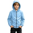 thumbnail image 2 of JZEJING Boys Raincoat Lightweight Long Sleeve Hooded Windproof Rain Jacket Solid Color Waterproof Windbreaker with Pocket Size 4-15, 2 of 9