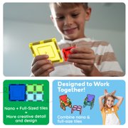 PicassoTiles 40PCS Nano Magnetic Tiles Travel Size Mini Portable Building Blocks Playset with Storage Case, STEM Educational Toy for Kids