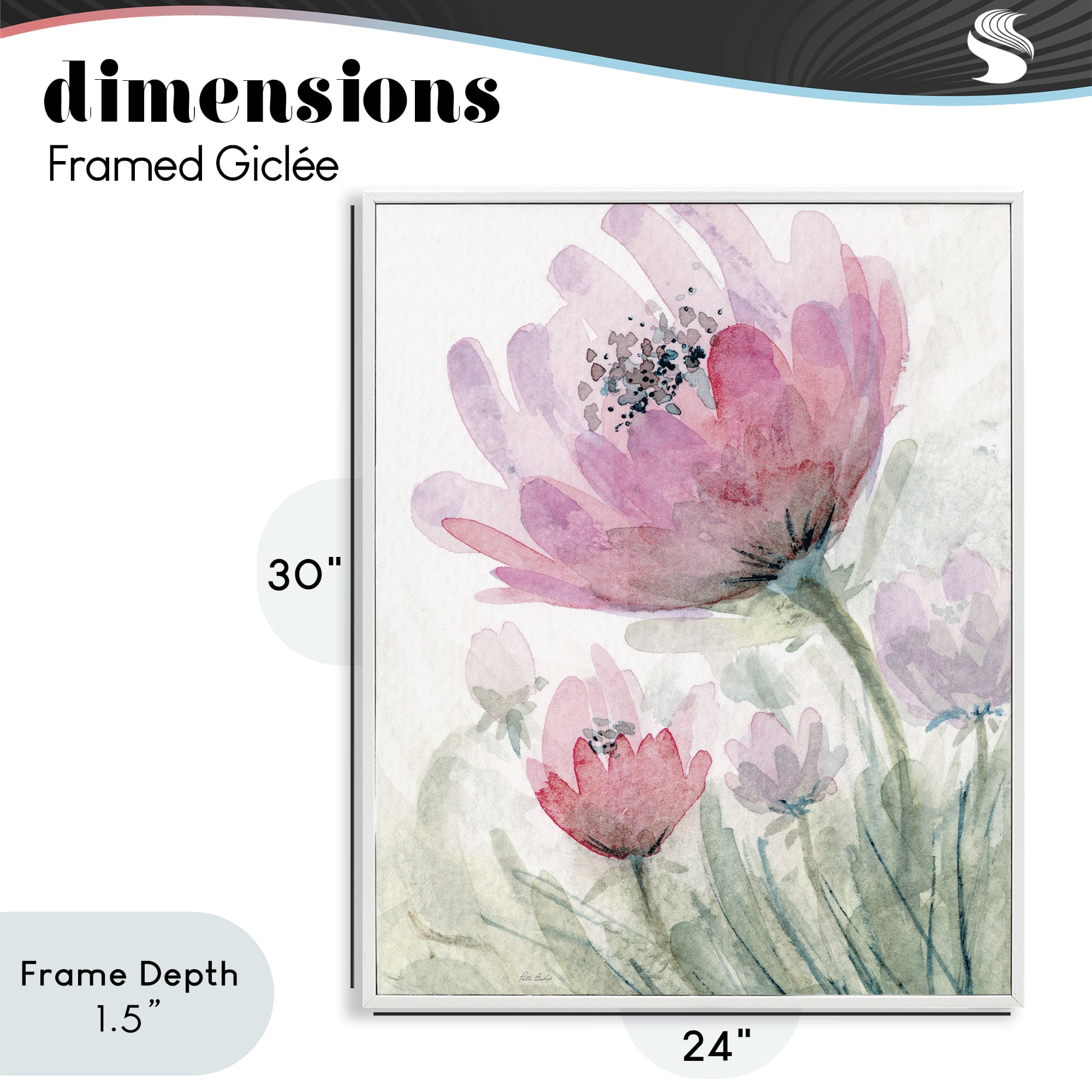 Stupell Industries Pink Flower Blossoms White Framed Giclee Art, design by Patti Bishop