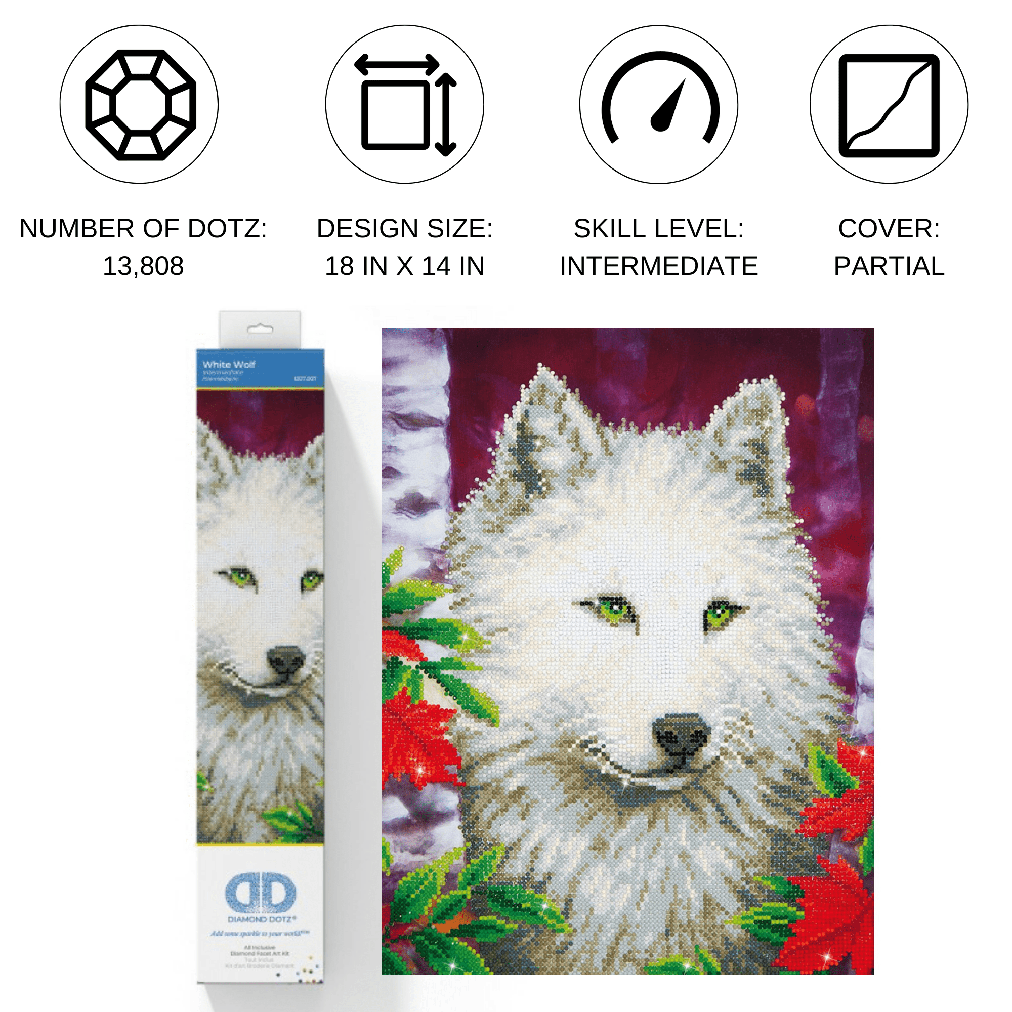 Diamond Dotz White Wolf Diamond Painting Kits for Adults - Diamond