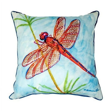 Betsy Drake  12 x 12 in. Red Dragonfly Small Pillow