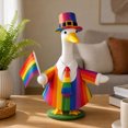 thumbnail image 5 of AZXY Porch Goose Outfit, 23 Inch Rainbow Stripe Goose Clothes with Top Hat, Tie & Rainbow Flag, Goose Costume for Cement Plastic Lawn Goose Statue, Outdoor Yard Lawn Garden Decor, 5 of 7