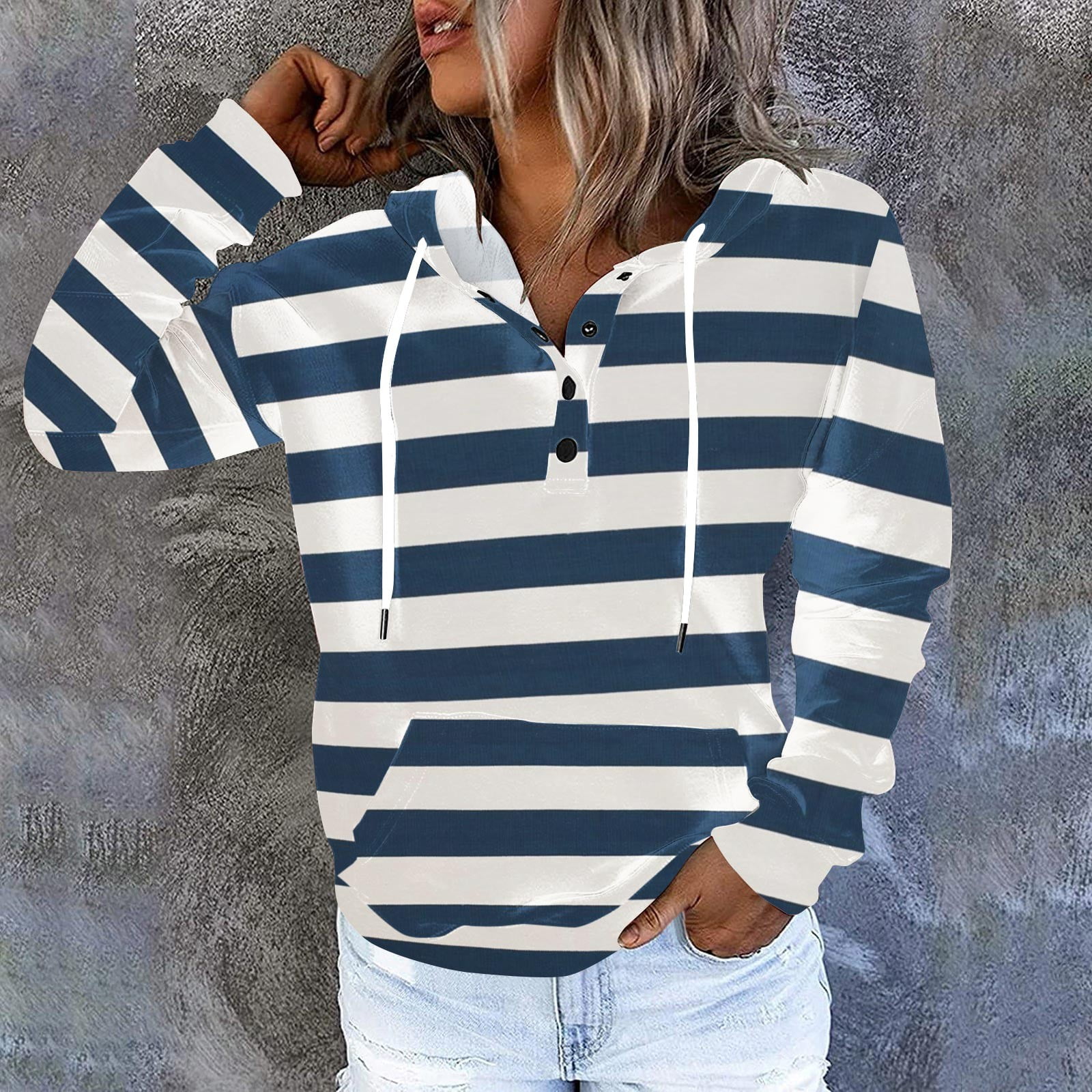 Fashion Tops Blouse Tops H&M Blouse Top blue-white striped pattern elegant 