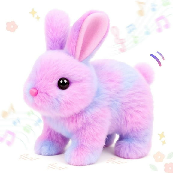 Rabbit Pink Plush Jumping Spotted Rabbit Talking Hopping Ears Nose Moving Educational Plush  Singing Shaking Glowing Interactive Toy Electric for Toddlers Kids