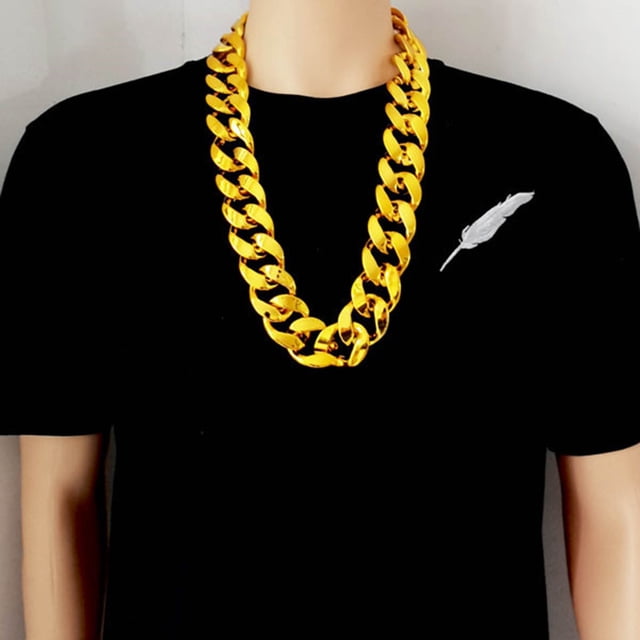 Retro Gold Statement Necklace For Punk Hop Rapper Jewelry And Funny Accessory