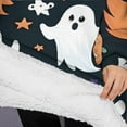 thumbnail image 3 of Oversized Wearable Blanket Hoodie,Dark Halloween Ghosts Pumpkins and Stars Sherpa Blanket Hoodie with Super Pockets,Super Warm Fuzzy Pullover for Women & Men, 3 of 6