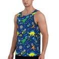 thumbnail image 2 of Fotbe Dinosaur In Space Pattern Men's Quick Dry Workout Tank Top Gym Muscle Tee Fitness Bodybuilding Sleeveless T Shirt Breathable Workout Shirt-4X-Large, 2 of 9