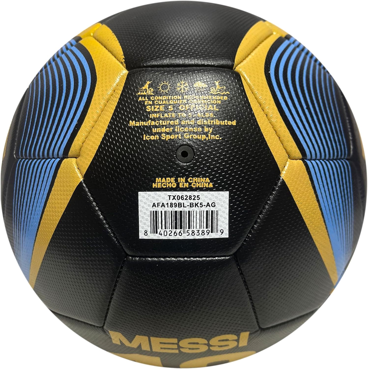Icon Sports Officially Licensed Argentina National Football Team Soccer Ball Player 10 Design - Size 5 Black Ball