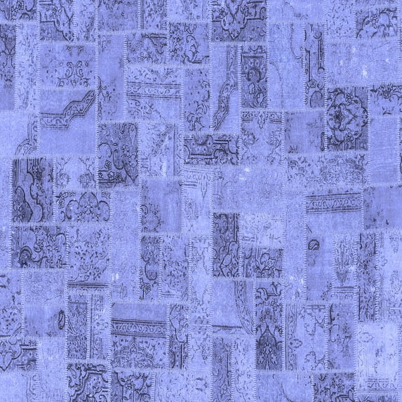 Ahgly Company Machine Washable Indoor Square Abstract Blue Modern Area Rugs, 3' Square