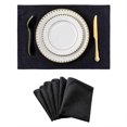 thumbnail image 1 of 4 Pcs de Napperons en Lin Double Couche Lavables Résistants aux Taches pour Table à Manger Bleu Foncé, 1 of 8