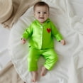 thumbnail image 4 of YunPes Toddler Kids Girl Christmas Pajamas Baby Green Satin Button Down Shirts Jammies Xmas Matching Outfits Sweatsuit Pants, 4 of 9
