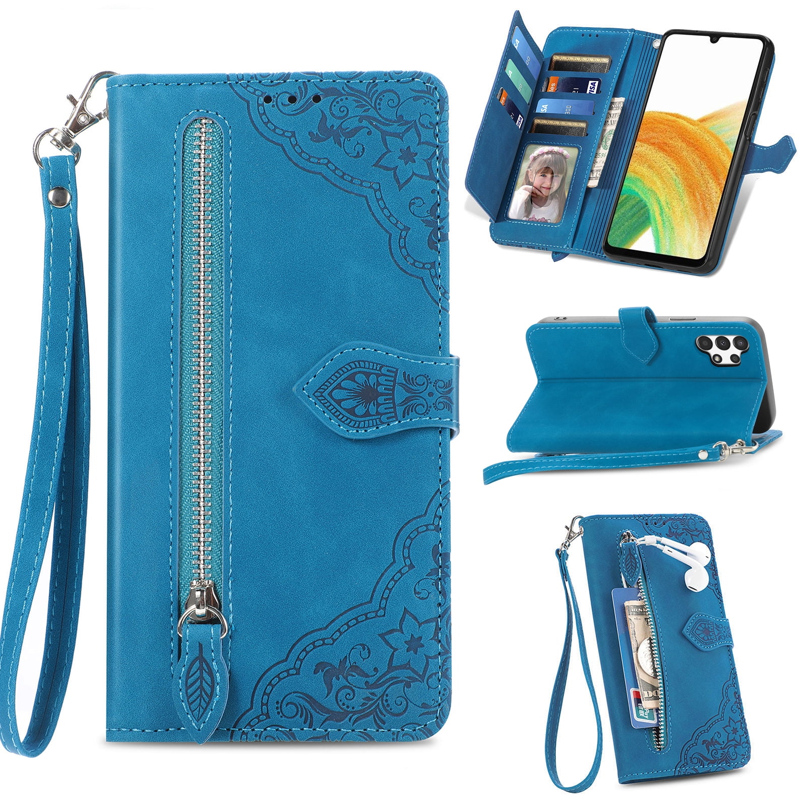 Luxury Multi-function Wallet Multi-slot Card Holder Zipper Coin Purse PU Money Bag Purse Cardholder