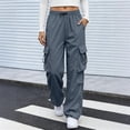 thumbnail image 5 of Cargo Pants Women Quick Dry Parachute Hiking Pants with Pockets Elastic Waist Lightweight Water Resistant Joggers Gray S, 5 of 5