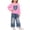 Hot Pink, variant on BLVB Toddler Baby Girl Clothes Fall Winter Baby Girl Outfit Heart Print Crewneck Sweatshirt Wide Leg Jeans Denim Pants Set(Yellow,1-2 Years)