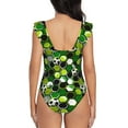 thumbnail image 5 of Goofa Soccer1 Print Women's Ruffled One Piece Swimsuit V Neck, 5 of 7
