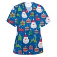 thumbnail image 4 of Puntoco Blusa de manga corta con cuello en V para mujer Uniforme de trabajo Navidad con bolsillos Blusa Puntoco Puntoco-225, 4 of 7